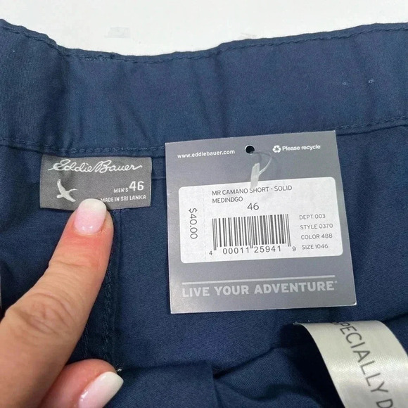 Eddie Bauer Shorts Navy Blue Mr Camano Shorts NWT Size 46 Cotton Chino - Picture 7 of 11